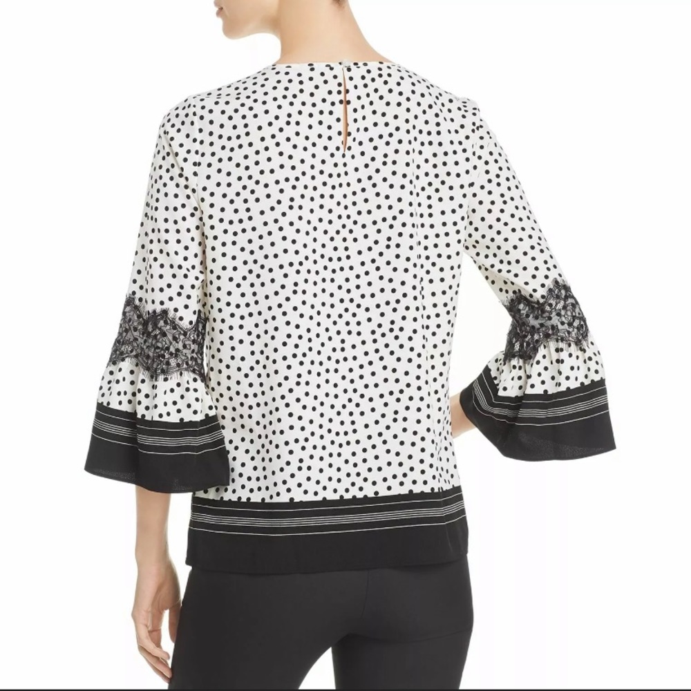 Karl Lagerfield Polka Dot Bell Sleeve Top - Picture 2 of 5